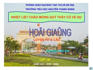 PHÒNG GIÁO DỤCĐÀO TẠO THỊ XÃ BÀ RỊA TRƯỜNG TIỂU HỌC NGUYỄN THANH ĐẰNG