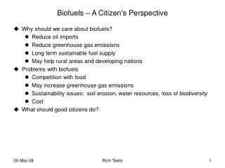 Biofuels – A Citizen’s Perspective