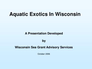Aquatic Exotics In Wisconsin