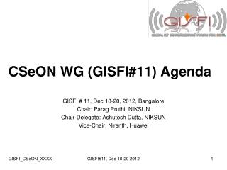 CSeON WG (GISFI#11) Agenda