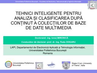 LAPI, Departamentul de Electronică Aplicată și Tehnologia Informației,