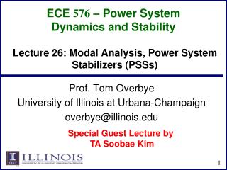 ECE 576 – Power System Dynamics and Stability