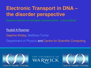 Electronic Transport in DNA – the disorder perspective