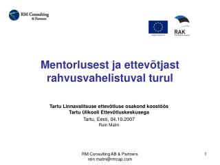 Mentorlusest ja ettev õ tjast rahvusvahelistuval turul