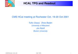 HCAL TPG and Readout