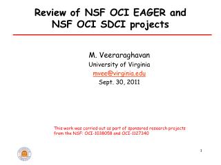 Review of NSF OCI EAGER and NSF OCI SDCI projects