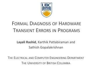 Formal Diagnosis of Hardware Transient Errors in Programs