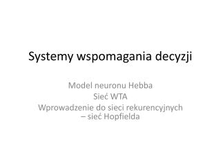 Systemy wspomagania decyzji