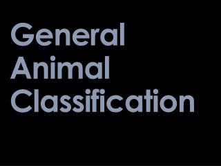 General Animal Classification
