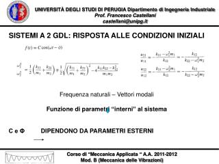 UNIVERSITÀ DEGLI STUDI DI PERUGIA Dipartimento di Ingegneria Industriale