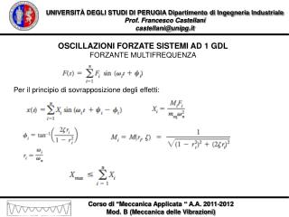 UNIVERSITÀ DEGLI STUDI DI PERUGIA Dipartimento di Ingegneria Industriale