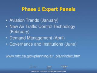 Phase 1 Expert Panels