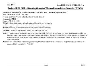 Project: IEEE P802.15 Working Group for Wireless Personal Area Networks (WPANs)