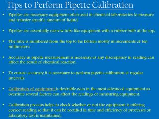 Tips to Perform Pipette Calibration