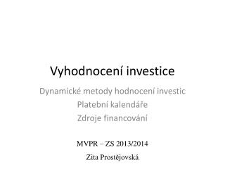 Vyhodnocení investice