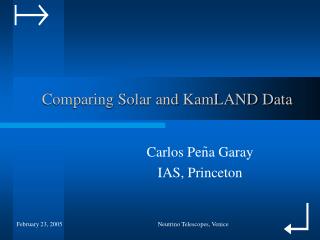 Comparing Solar and KamLAND Data