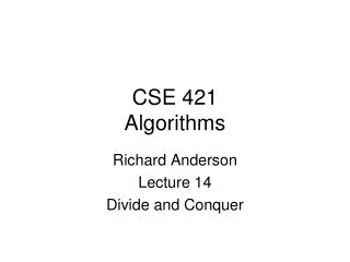 CSE 421 Algorithms