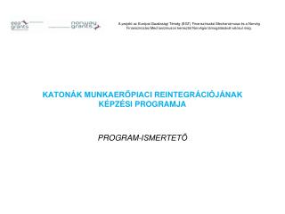 KATONÁK MUNKAERŐPIACI REINTEGRÁCIÓJÁNAK KÉPZÉSI PROGRAMJA