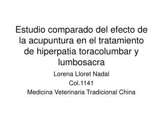 Lorena Lloret Nadal Col.1141 Medicina Veterinaria Tradicional China