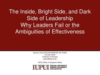 Daniel J Pesut PhD RN PMHCNS- BC FAAN Faculty Fellow Professor of Nursing dpesut@iupui