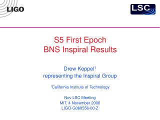 S5 First Epoch BNS Inspiral Results