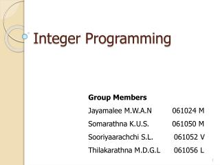 Integer Programming