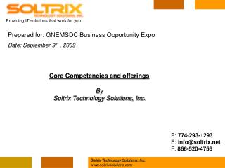 Core Competencies and offerings By Soltrix Technology Solutions, Inc.