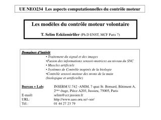 Domaines d’intérêt Traitement du signal et des images