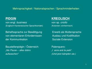 Mehrsprachigkeit / Nationalsprachen / Sprachminderheiten