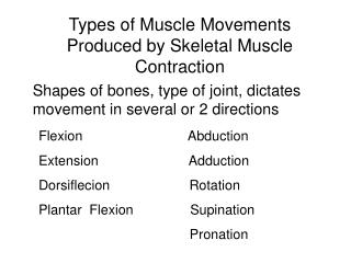 Types of Muscle Movements Produced by Skeletal Muscle Contraction