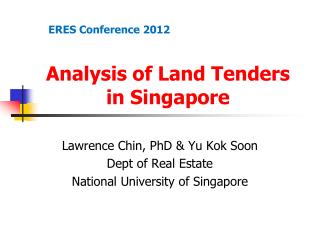 Analysis of Land Tenders in Singapore