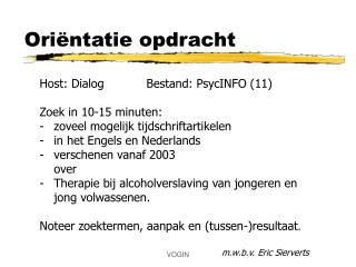 Oriëntatie opdracht