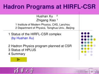 Hadron Programs at HIRFL-CSR