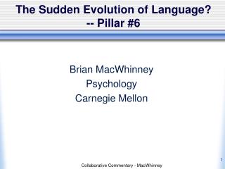 The Sudden Evolution of Language? -- Pillar #6