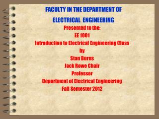 FACULTY IN THE DEPARTMENT OF ELECTRICAL ENGINEERING