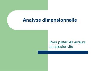 Analyse dimensionnelle