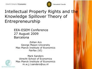 Intellectual Property Rights and the Knowledge Spillover Theory of Entrepreneurship