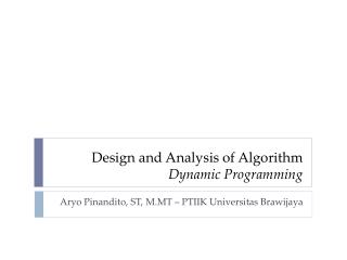 Design and Analysis of Algorithm Dynamic Programming