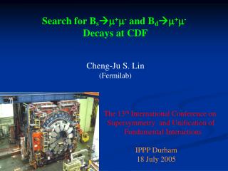 Search for B s  m + m - and B d  m + m - Decays at CDF Cheng-Ju S. Lin (Fermilab)