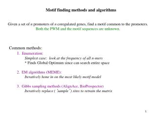 Motif finding methods and algorithms