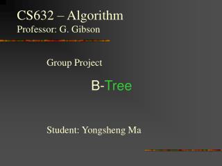 Group Project 	B- Tree Student: Yongsheng Ma