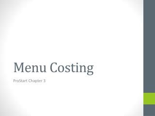 Menu Costing