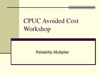 CPUC Avoided Cost Workshop