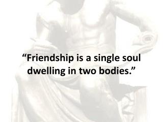 “ Friendship is a single soul dwelling in two bodies.”