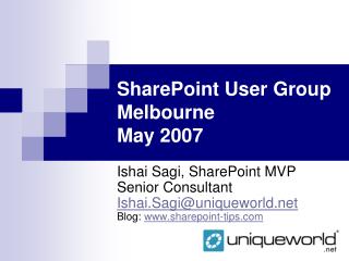 SharePoint User Group Melbourne May 2007