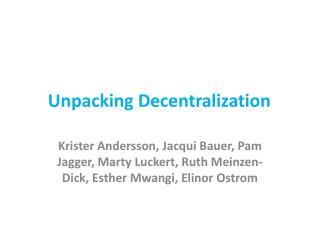 Unpacking Decentralization