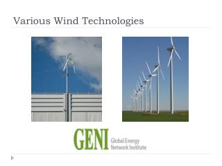 Various Wind Technologies