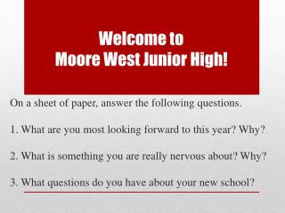 Welcome to Moore West Junior High!