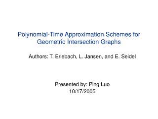 Polynomial-Time Approximation Schemes for Geometric Intersection Graphs