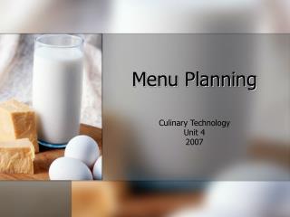 Menu Planning